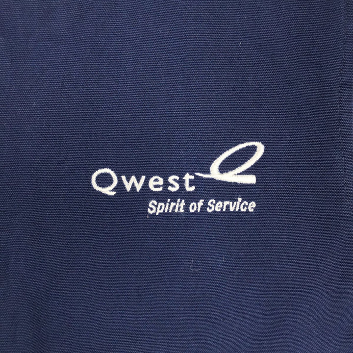 90'S UNION LINE Qwest Quest Communications Padded Duck Vest, Made in USA, Women's Size L (approx.), Vintage cotton navy blue type Vintage Second Hand