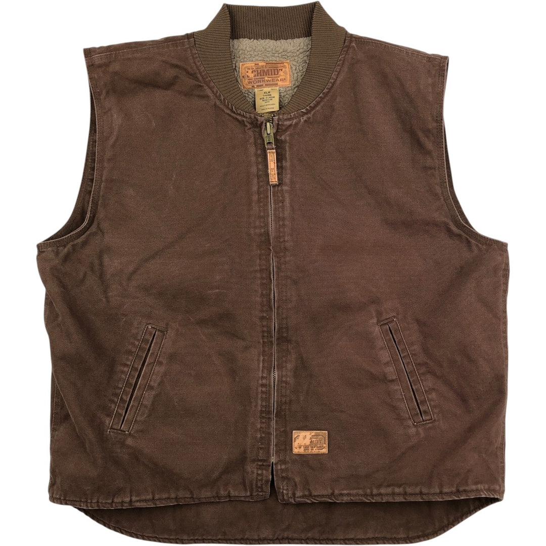 SCHMIDT Duck Vest, Men's XL (approx.) cotton brown type Vintage Second Hand