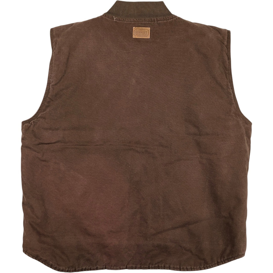 SCHMIDT Duck Vest, Men's XL (approx.) cotton brown type Vintage Second Hand