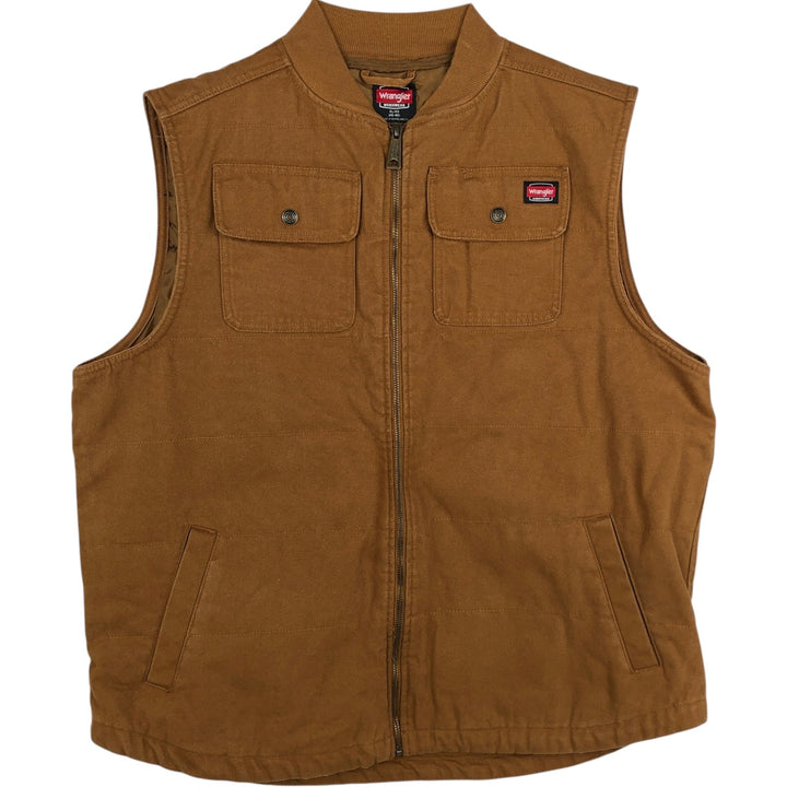 Wrangler WORKWEAR Padded Duck Vest, Men's XL (approx.) cotton brown type Vintage Second Hand