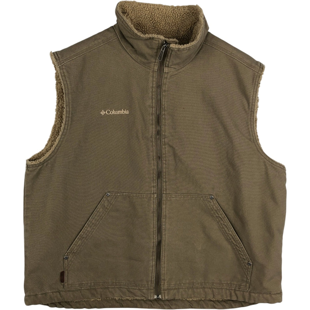 2000'S Columbia padded duck vest, men's size XL. cotton brown type Vintage Second Hand