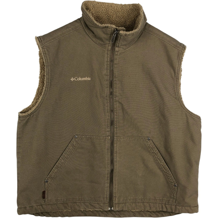 2000'S Columbia padded duck vest, men's size XL. cotton brown type Vintage Second Hand