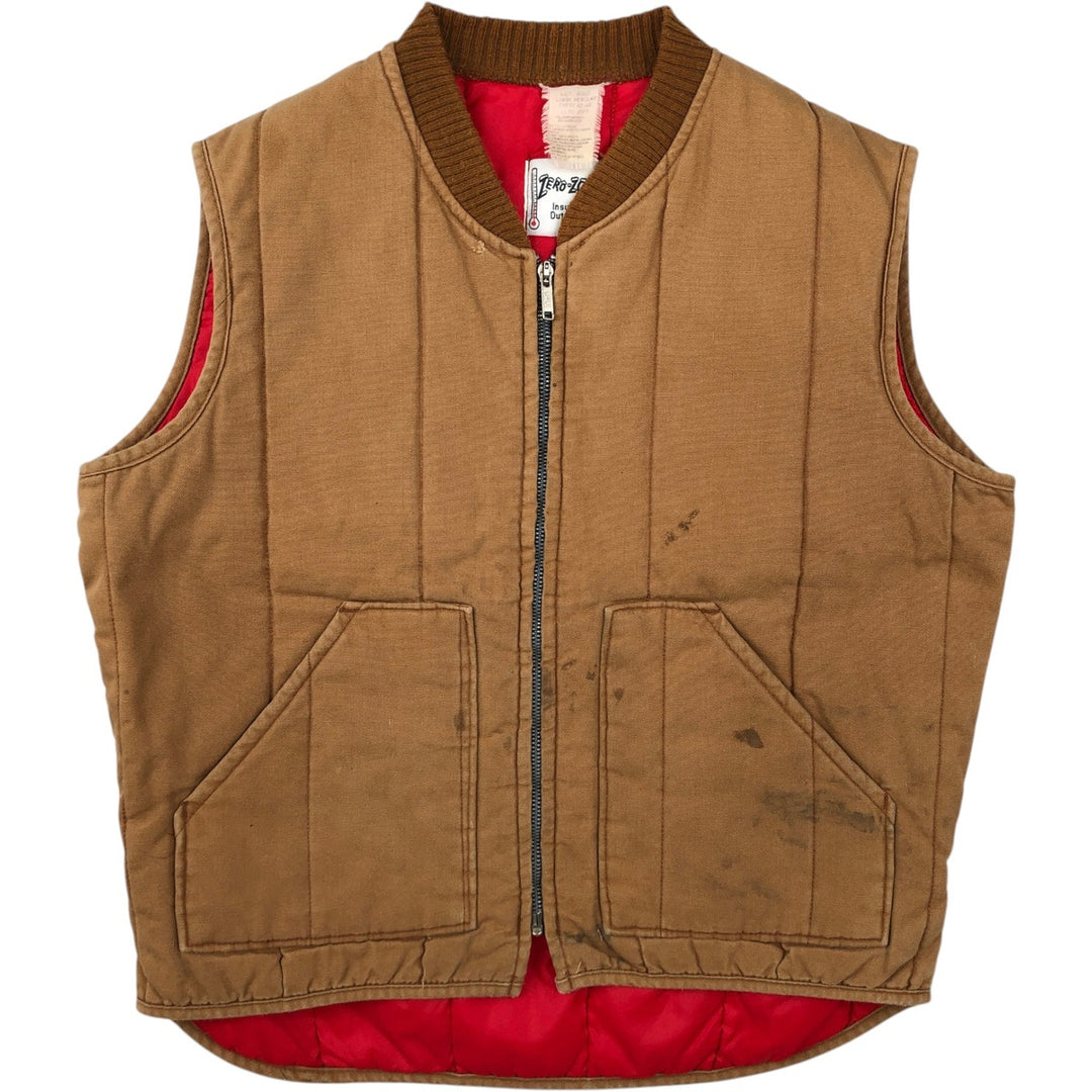 ZERO-ZONE Duck Vest, Made in USA, Men's Size L (Equivalent), Vintage Nylon ocher yellow type Vintage Second Hand
