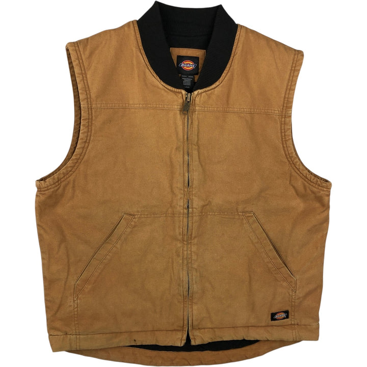 Dickies padded duck vest, men's size L cotton beige type brown Vintage Second Hand