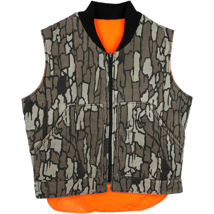90'S Walls Blizzard-Pruf Camouflage Pattern Treebark Camo Reversible Padded Duck Vest (Men's Size M) unclear gray type Vintage Second Hand