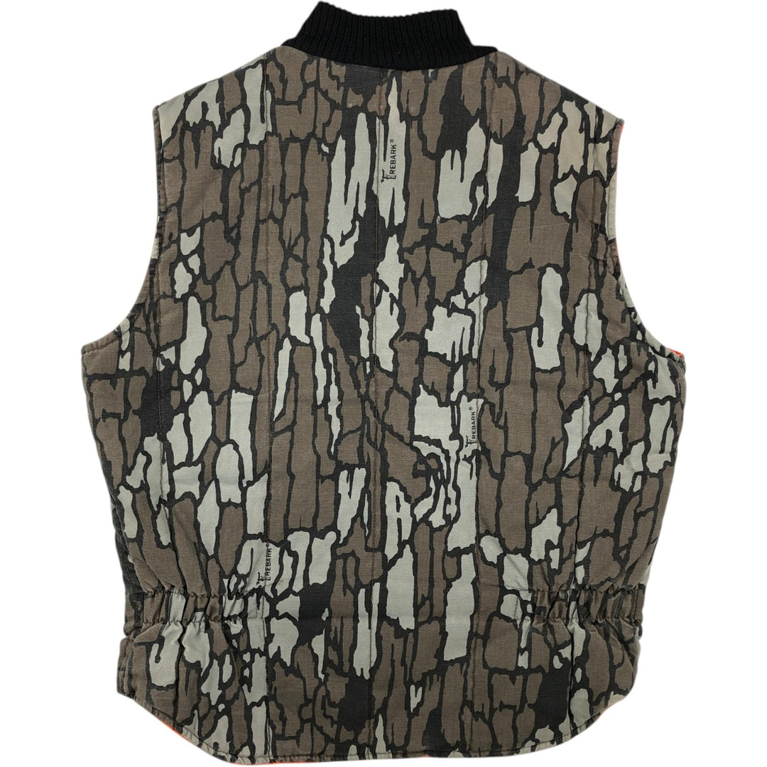 90'S Walls Blizzard-Pruf Camouflage Pattern Treebark Camo Reversible Padded Duck Vest (Men's Size M) unclear gray type Vintage Second Hand