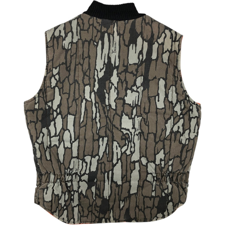 90'S Walls Blizzard-Pruf Camouflage Pattern Treebark Camo Reversible Padded Duck Vest (Men's Size M) unclear gray type Vintage Second Hand