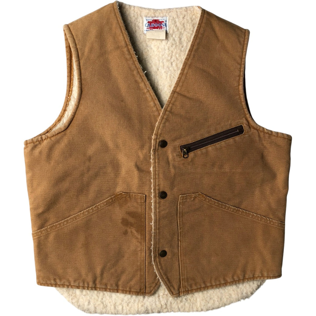 CABOOSE Duck Vest, Made in USA, Men's Size M (Equivalent), Vintage cotton brown type Vintage Second Hand