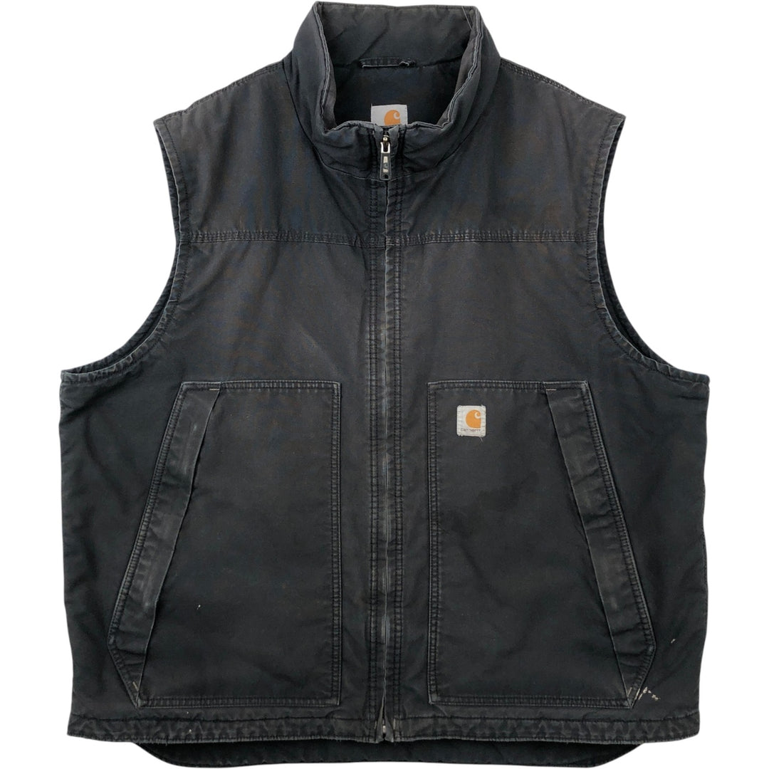 Carhartt QUICK DUCK padded duck vest, men's size XXL equivalent. cotton black type Vintage Second Hand