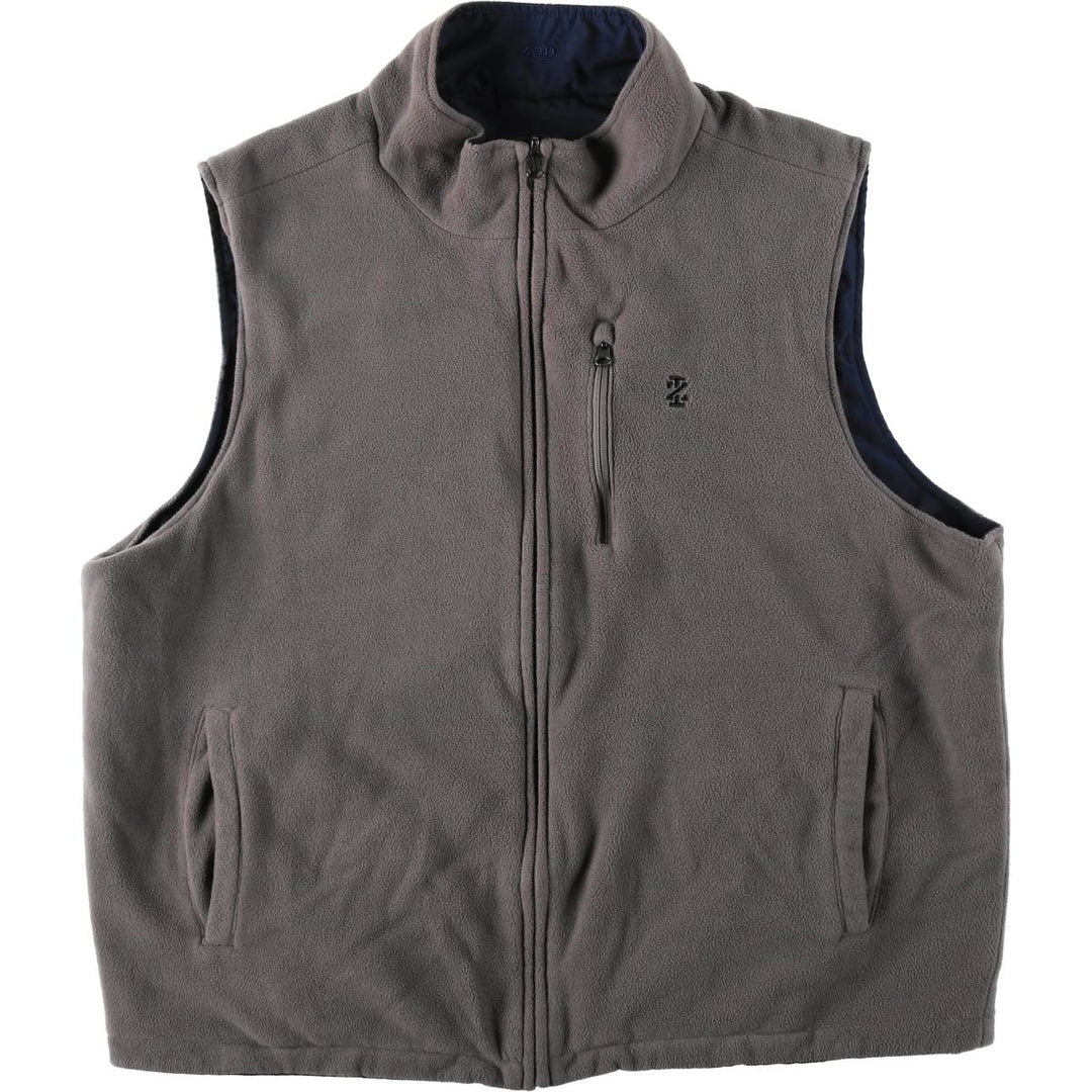 IZOD Reversible Fleece Warm-Up Vest (Men's Size L) polyester navy blue type Vintage Second Hand