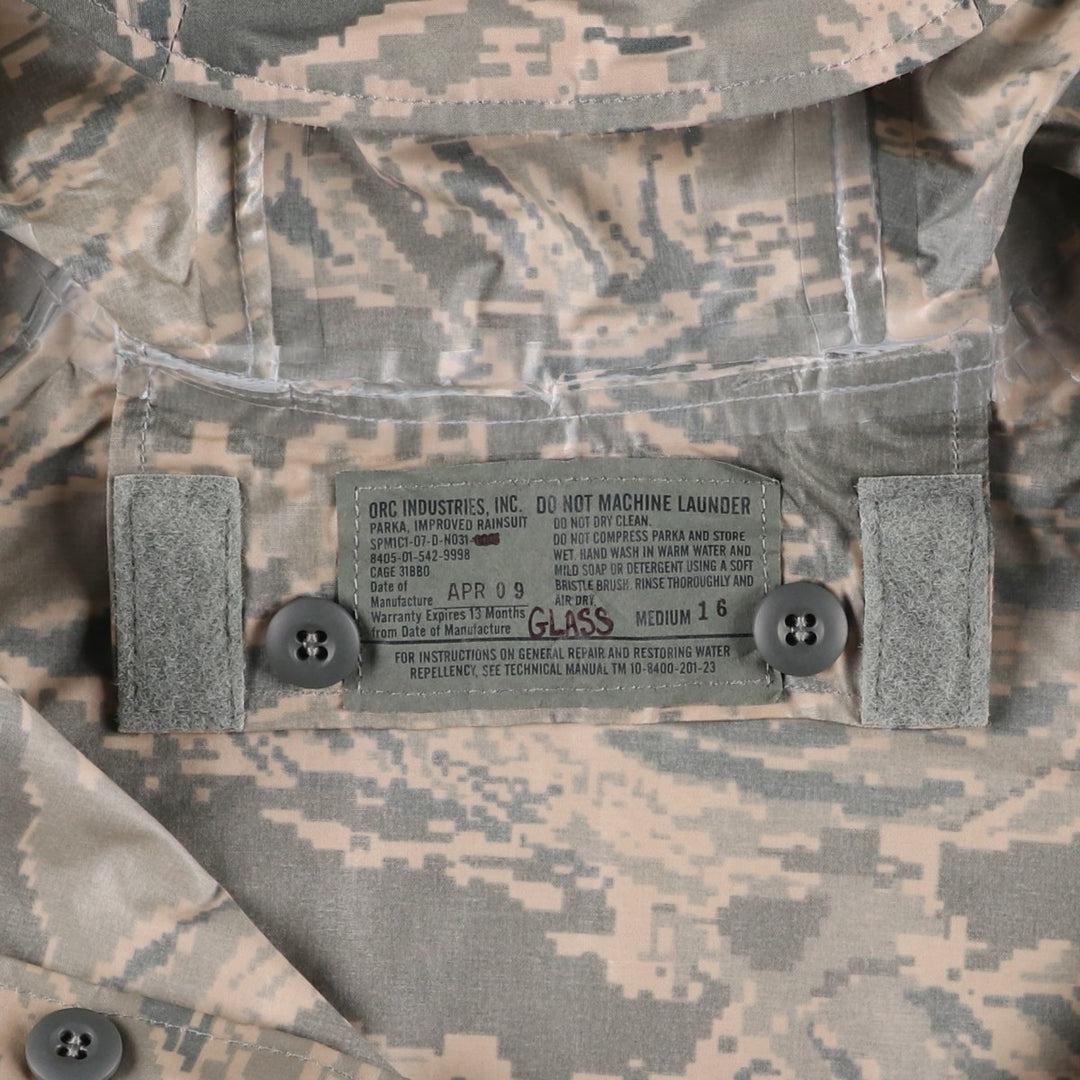 2000'S US Military Issue ABU Digital Tiger Camo Rain Parka, Made in USA, MEDIUM (Men's M equivalent) unclear gray type Vintage Second Hand
