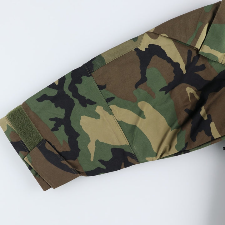 Civilian-made USCAVALRY camouflage pattern woodland camo military Gore-Tex parka, made in USA, men's size XL equivalent. Nylon Khaki type Vintage Second Hand