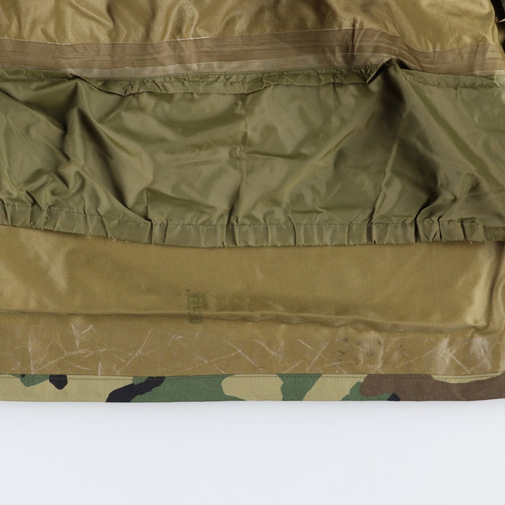Civilian-made USCAVALRY camouflage pattern woodland camo military Gore-Tex parka, made in USA, men's size XL equivalent. Nylon Khaki type Vintage Second Hand