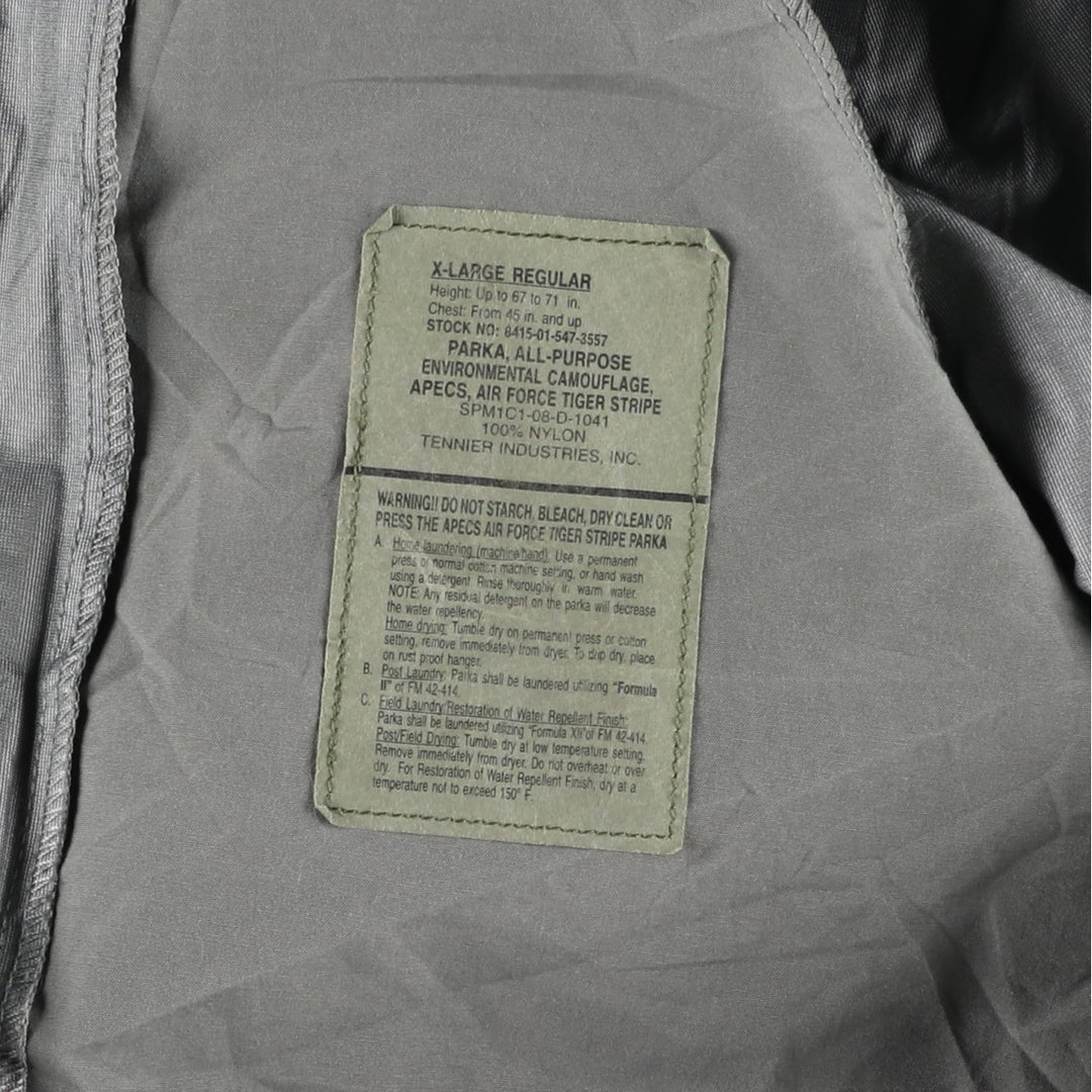 2000'S US Military Issue ABU Digital Tiger Camo Gore-Tex Parka, Made in USA, X-LARGE REGULAR (Equivalent to Men's XL) Nylon Beige type Vintage Second Hand