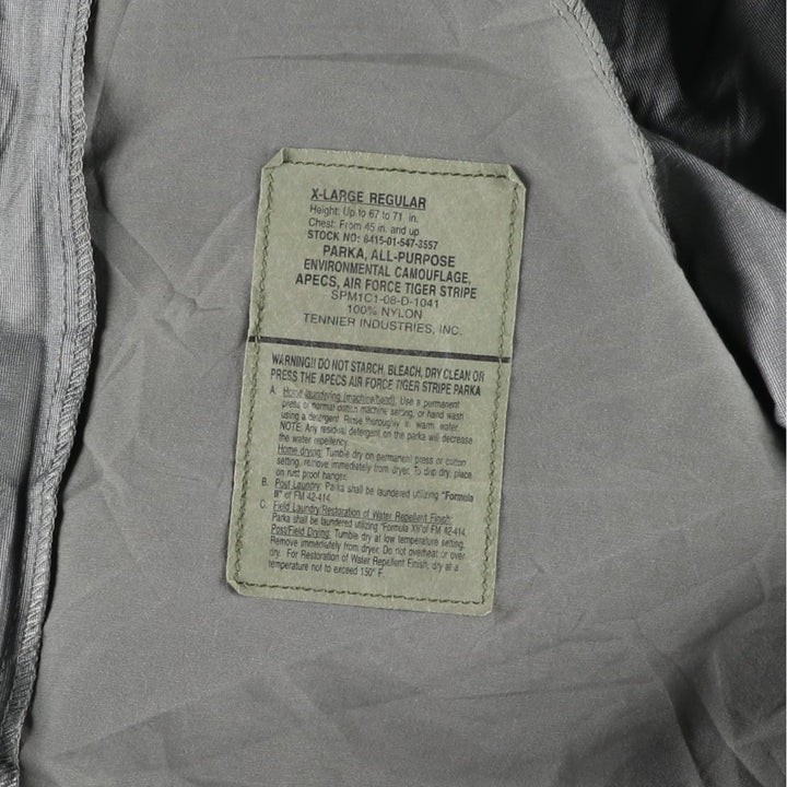 2000'S US Military Issue ABU Digital Tiger Camo Gore-Tex Parka, Made in USA, X-LARGE REGULAR (Equivalent to Men's XL) Nylon Beige type Vintage Second Hand
