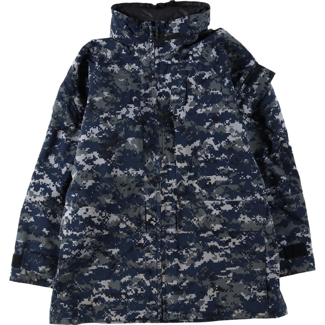 Genuine US Navy camouflage pattern NWU digital camo military Gore-Tex parka, made in USA, MEDIUM-LONG (equivalent to men's M). Nylon navy blue type Vintage Second Hand