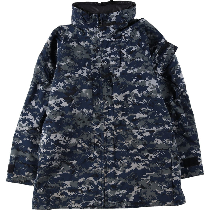 Genuine US Navy camouflage pattern NWU digital camo military Gore-Tex parka, made in USA, MEDIUM-LONG (equivalent to men's M). Nylon navy blue type Vintage Second Hand
