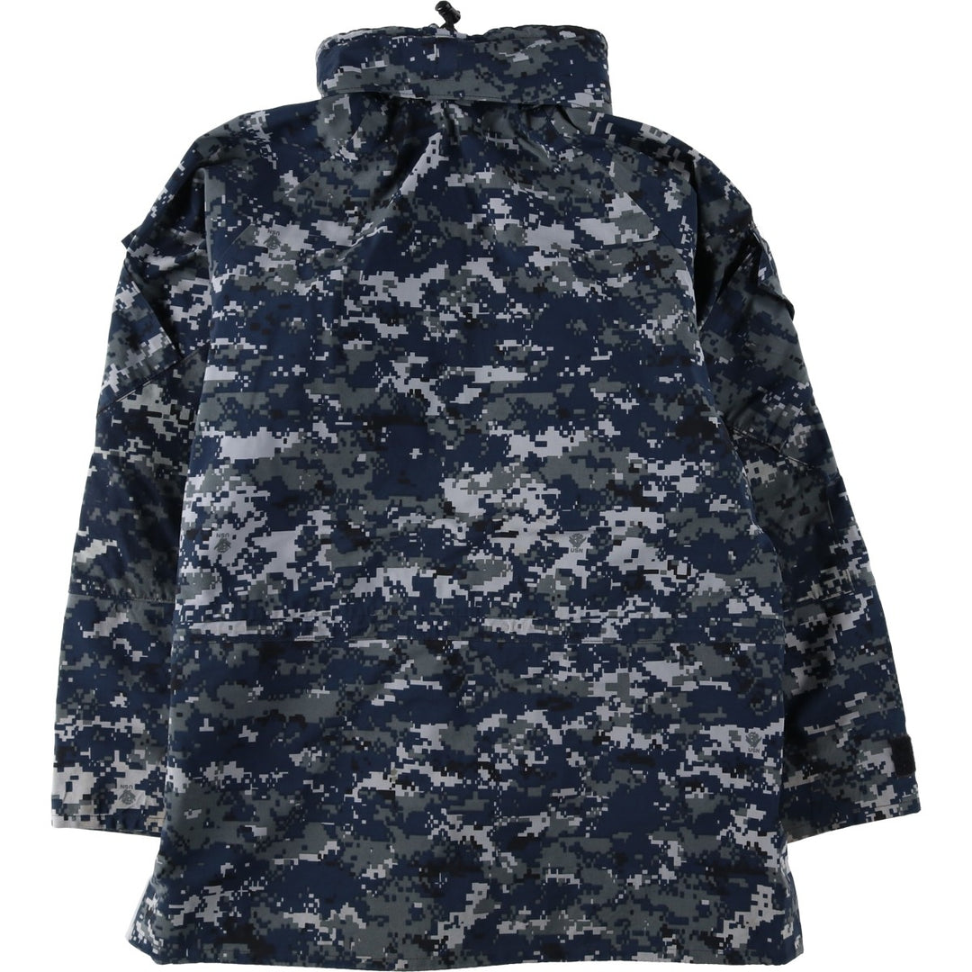 Genuine US Navy camouflage pattern NWU digital camo military Gore-Tex parka, made in USA, MEDIUM-LONG (equivalent to men's M). Nylon navy blue type Vintage Second Hand