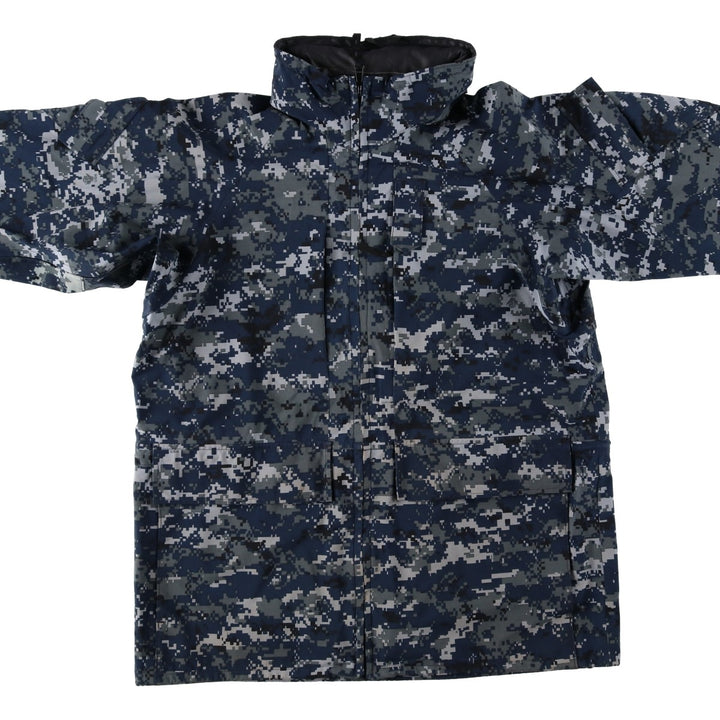 Genuine US Navy camouflage pattern NWU digital camo military Gore-Tex parka, made in USA, MEDIUM-LONG (equivalent to men's M). Nylon navy blue type Vintage Second Hand