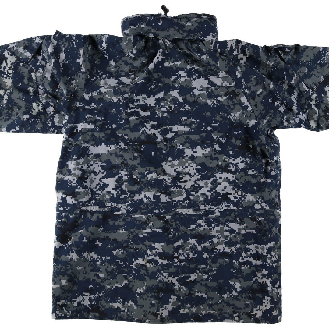 Genuine US Navy camouflage pattern NWU digital camo military Gore-Tex parka, made in USA, MEDIUM-LONG (equivalent to men's M). Nylon navy blue type Vintage Second Hand