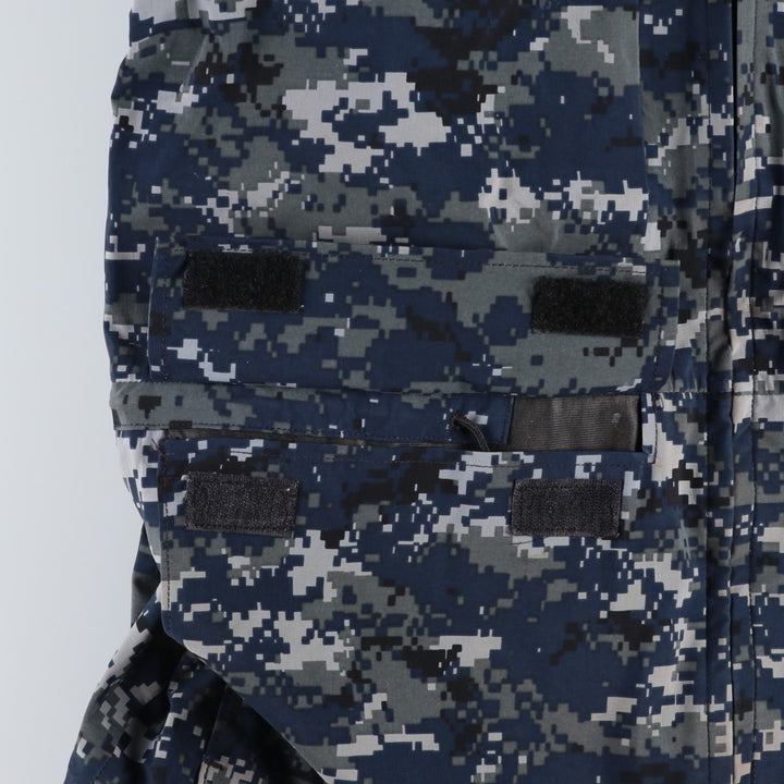 Genuine US Navy camouflage pattern NWU digital camo military Gore-Tex parka, made in USA, MEDIUM-LONG (equivalent to men's M). Nylon navy blue type Vintage Second Hand