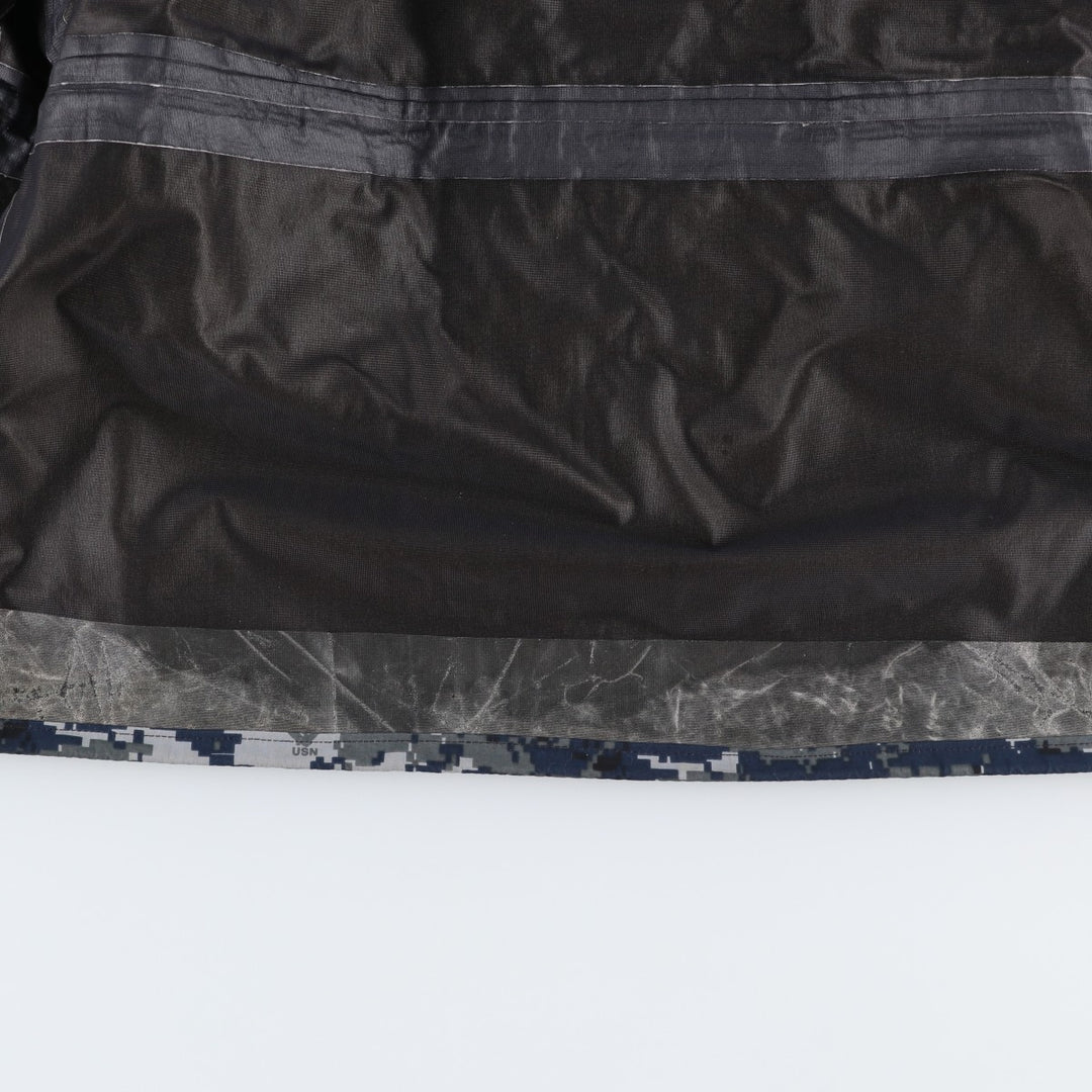 Genuine US Navy camouflage pattern NWU digital camo military Gore-Tex parka, made in USA, MEDIUM-LONG (equivalent to men's M). Nylon navy blue type Vintage Second Hand
