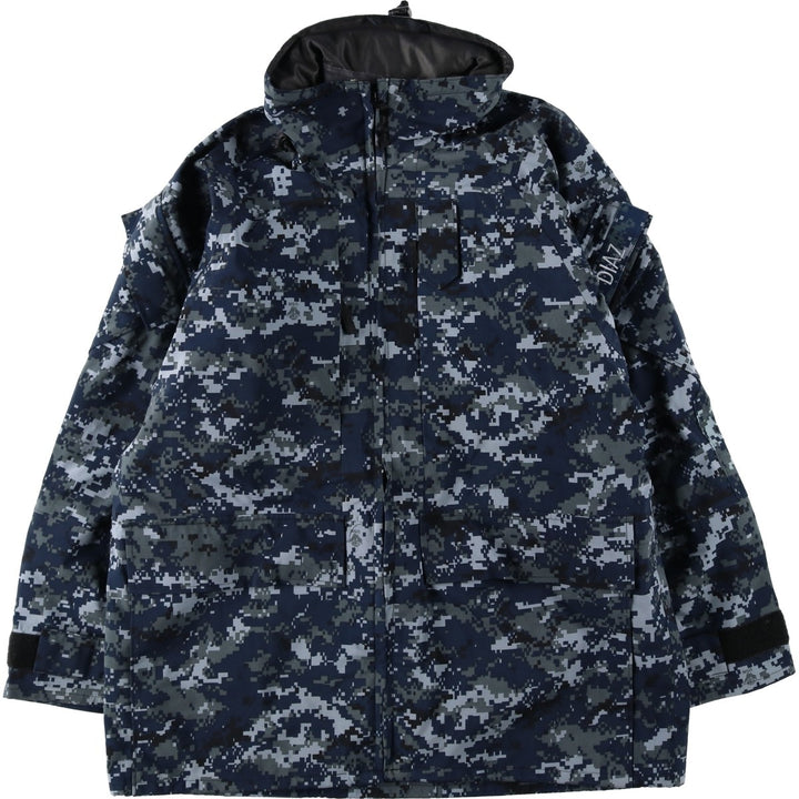 2000'S US Military Issue USNAVY Camouflage Pattern NWU Digital Camo Military Gore-Tex Parka Made in USA MEDIUM-REGULAR (Men's M equivalent) Nylon navy blue type Vintage Second Hand