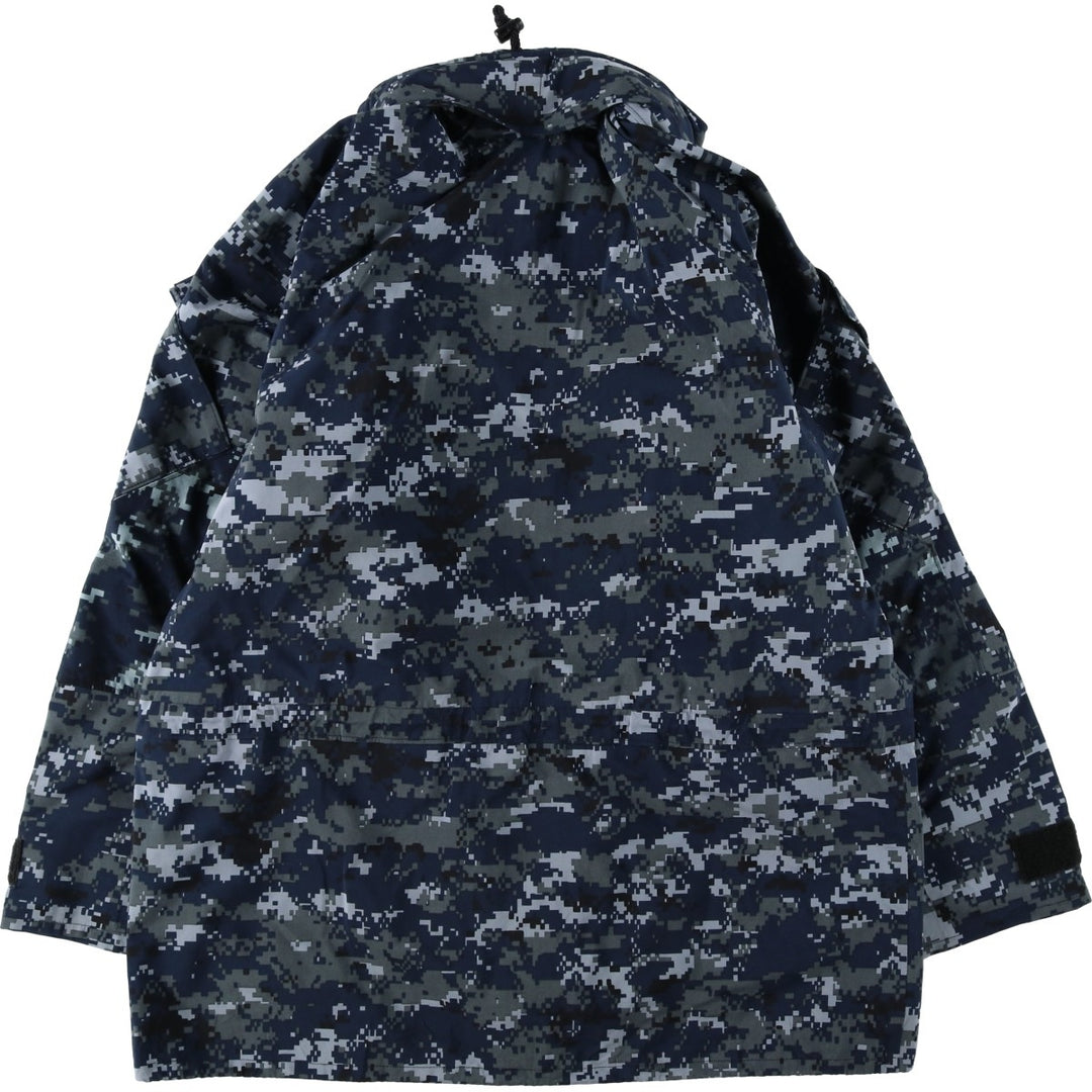 2000'S US Military Issue USNAVY Camouflage Pattern NWU Digital Camo Military Gore-Tex Parka Made in USA MEDIUM-REGULAR (Men's M equivalent) Nylon navy blue type Vintage Second Hand