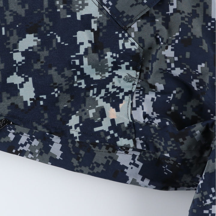 2000'S US Military Issue USNAVY Camouflage Pattern NWU Digital Camo Military Gore-Tex Parka Made in USA MEDIUM-REGULAR (Men's M equivalent) Nylon navy blue type Vintage Second Hand