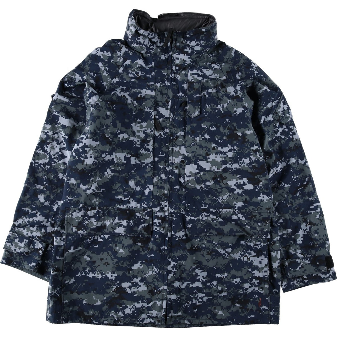 2000'S US Military Issue USNAVY Camouflage Pattern NWU Digital Camo Military Gore-Tex Parka Made in USA Large X-Long (Equivalent to Men's L) Nylon navy blue type Vintage Second Hand