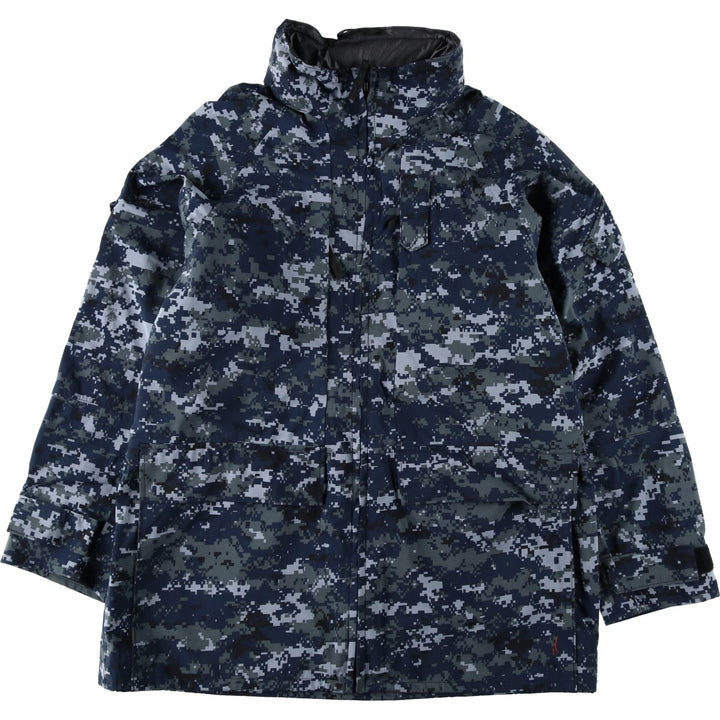 2000'S US Military Issue USNAVY Camouflage Pattern NWU Digital Camo Military Gore-Tex Parka Made in USA Large X-Long (Equivalent to Men's L) Nylon navy blue type Vintage Second Hand
