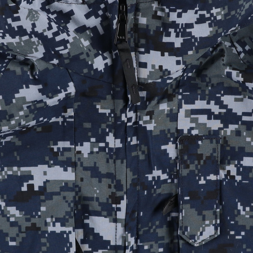 2000'S US Military Issue USNAVY Camouflage Pattern NWU Digital Camo Military Gore-Tex Parka Made in USA Large X-Long (Equivalent to Men's L) Nylon navy blue type Vintage Second Hand
