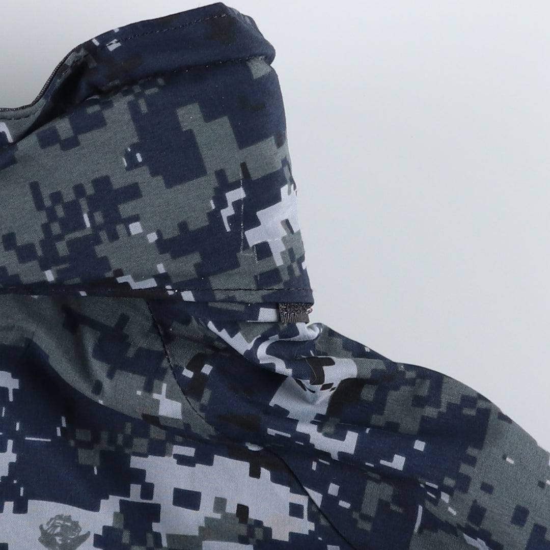 2000'S US Military Issue USNAVY Camouflage Pattern NWU Digital Camo Military Gore-Tex Parka Made in USA Large X-Long (Equivalent to Men's L) Nylon navy blue type Vintage Second Hand