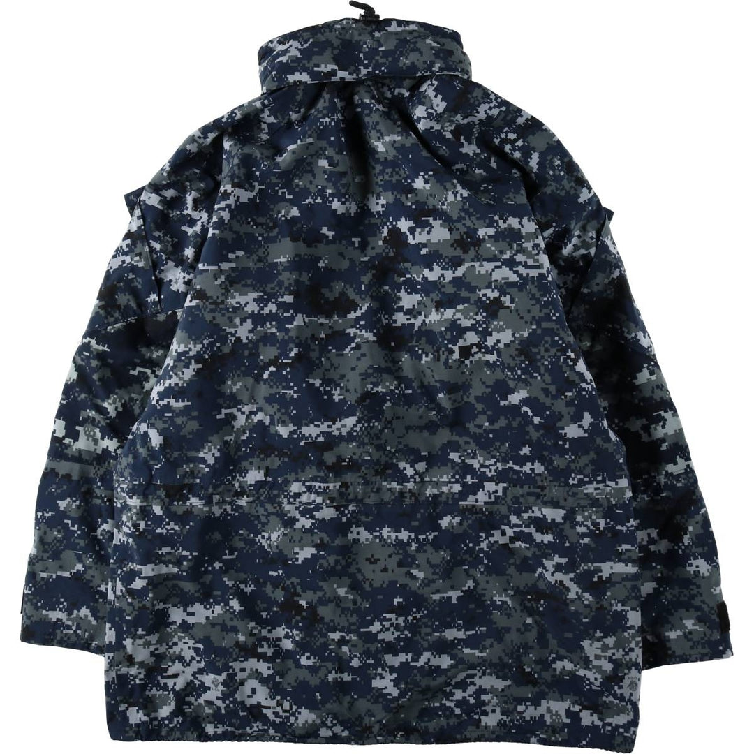 2000'S US Military Issue USNAVY Camouflage Pattern NWU Digital Camo Military Gore-Tex Parka Made in USA Large-X-Long (Equivalent to Men's L) Nylon navy blue type Vintage Second Hand