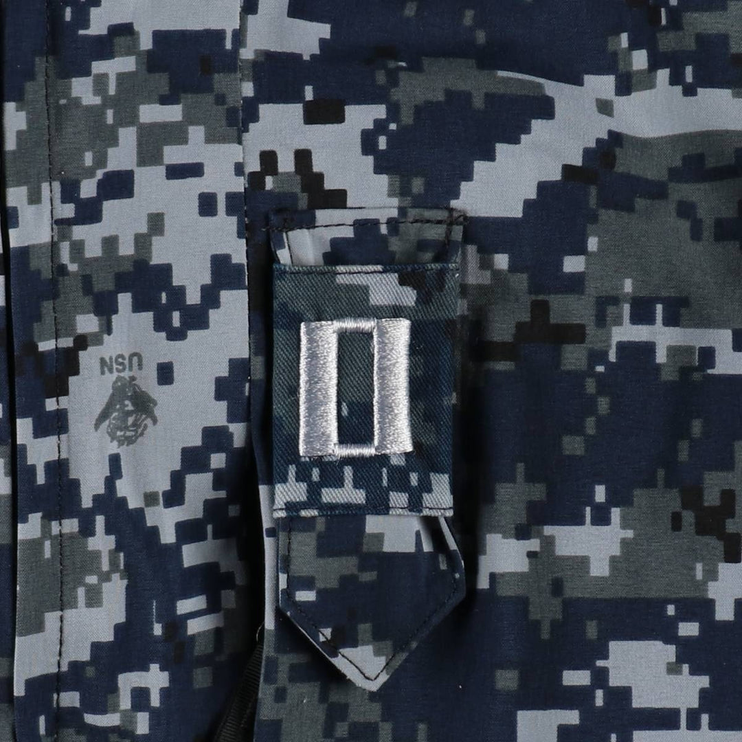 2000'S US Military Issue USNAVY Camouflage Pattern NWU Digital Camo Military Gore-Tex Parka Made in USA Large-X-Long (Equivalent to Men's L) Nylon navy blue type Vintage Second Hand