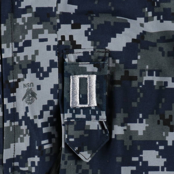 2000'S US Military Issue USNAVY Camouflage Pattern NWU Digital Camo Military Gore-Tex Parka Made in USA Large-X-Long (Equivalent to Men's L) Nylon navy blue type Vintage Second Hand