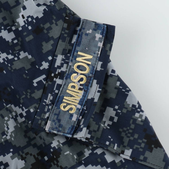 2000'S US Military Issue USNAVY Camouflage Pattern NWU Digital Camo Military Gore-Tex Parka Made in USA Large-X-Long (Equivalent to Men's L) Nylon navy blue type Vintage Second Hand