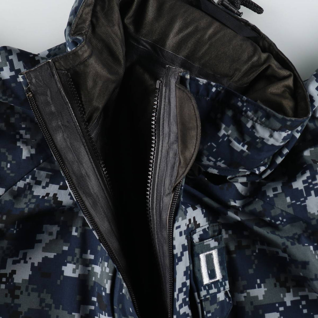 2000'S US Military Issue USNAVY Camouflage Pattern NWU Digital Camo Military Gore-Tex Parka Made in USA Large-X-Long (Equivalent to Men's L) Nylon navy blue type Vintage Second Hand