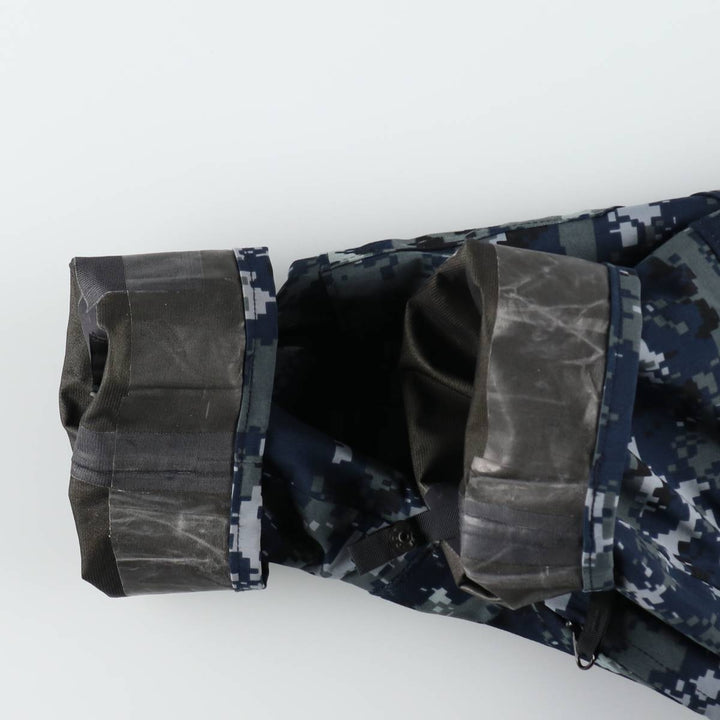 2000'S US Military Issue USNAVY Camouflage Pattern NWU Digital Camo Military Gore-Tex Parka Made in USA Large-X-Long (Equivalent to Men's L) Nylon navy blue type Vintage Second Hand