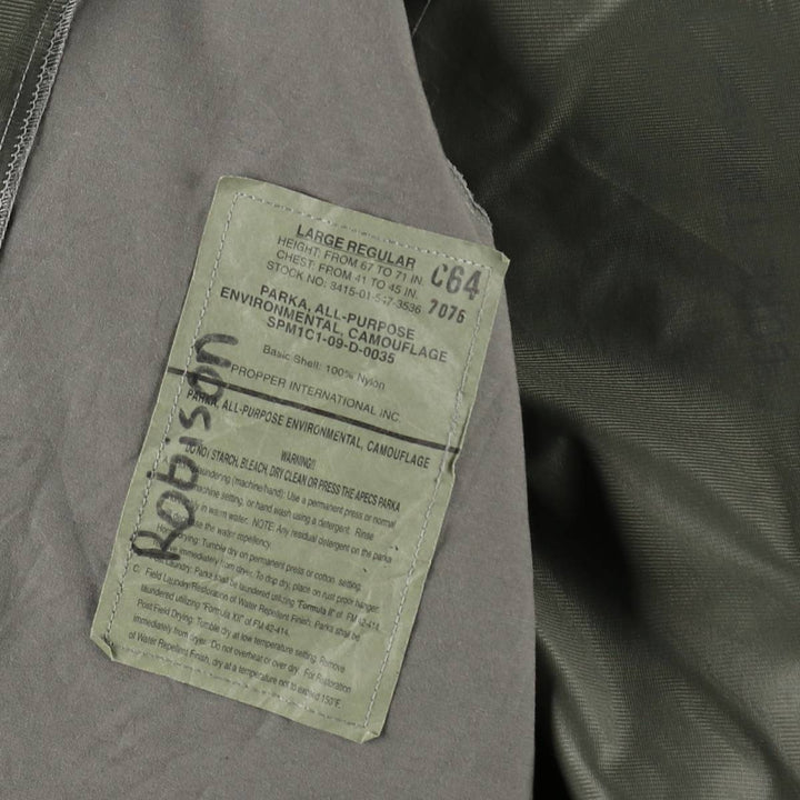 Authentic 2000'S US military camouflage pattern ABU Digital Tiger Camo military Gore-Tex parka, made in the USA, large regular size, equivalent to men's L. Nylon gray type Vintage Second Hand