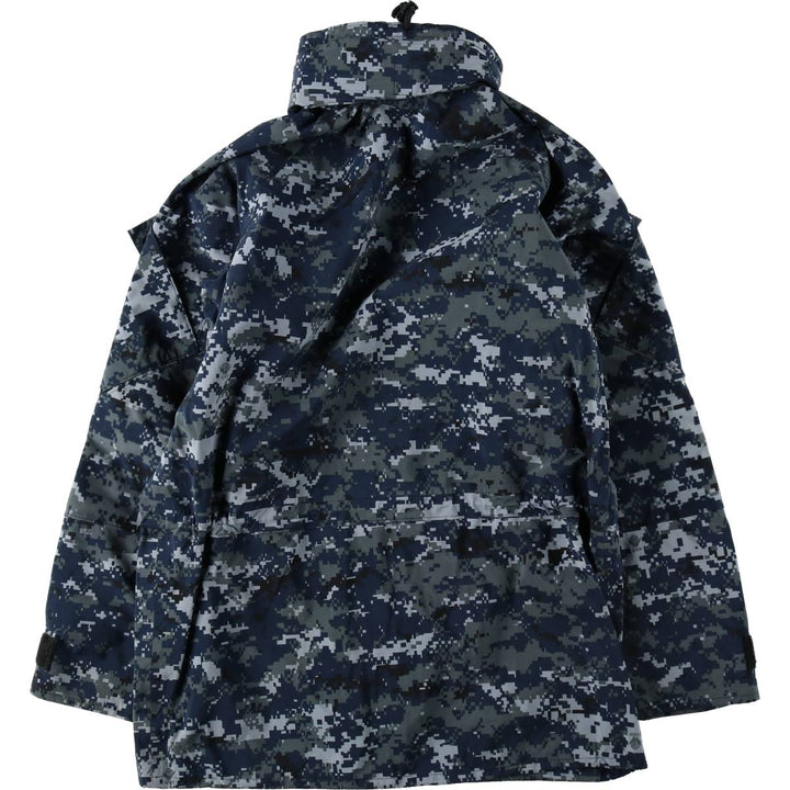 2000'S US Military Issue USNAVY Camouflage Pattern NWU Digital Camo Military Gore-Tex Parka Made in USA Small-Long (Men's Size S) Nylon navy blue type Vintage Second Hand