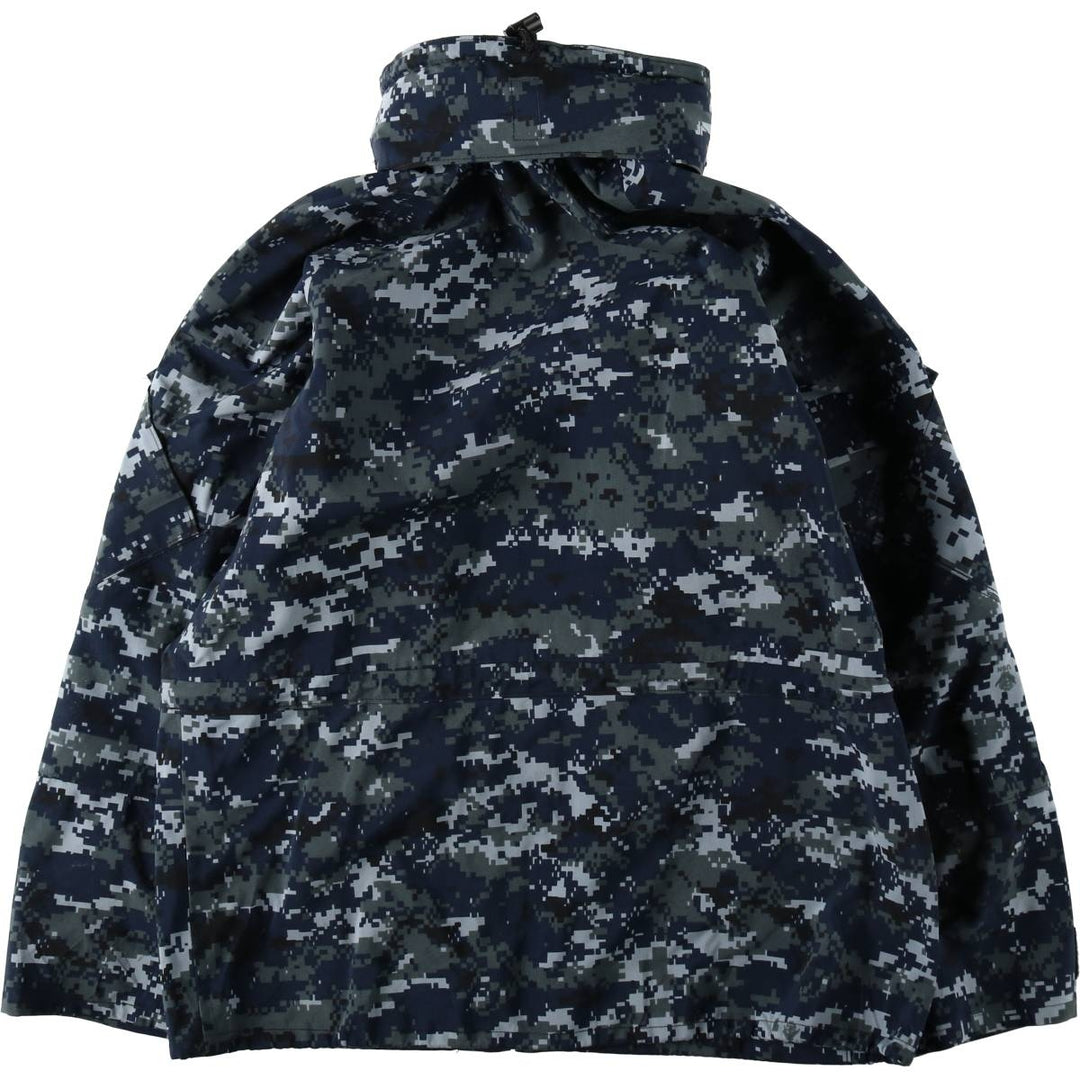 Genuine US Navy camouflage pattern NWU digital camo military Gore-Tex parka, made in USA, SMALL-X-SHORT (equivalent to men's S). Nylon navy blue type Vintage Second Hand