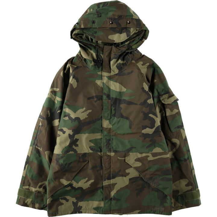 Authentic 1990'S US Military Camouflage Pattern Woodland Camo ECWCS 1st Gen Late Model Military Gore-Tex Parka, Made in USA, Medium-Regular Nylon Khaki type Vintage Second Hand