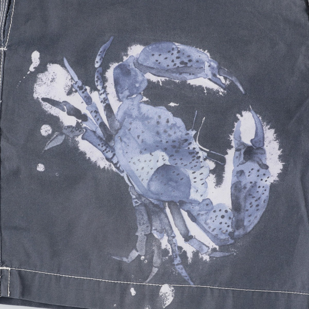 Ralph Lauren crab print swim shorts, men's size W36 (approx.) cotton navy blue type Vintage Second Hand