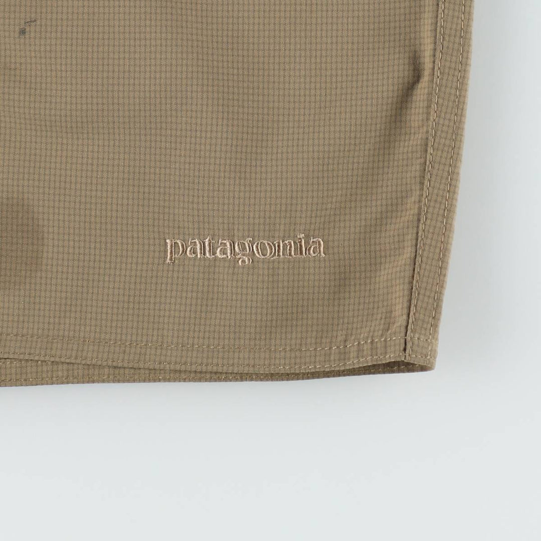 Patagonia 57660FA14 Check Pattern Nylon Shorts, Men's W34 (approx.) polyester Beige type Vintage Second Hand