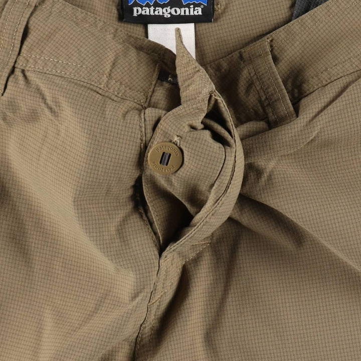 Patagonia 57660FA14 Check Pattern Nylon Shorts, Men's W34 (approx.) polyester Beige type Vintage Second Hand