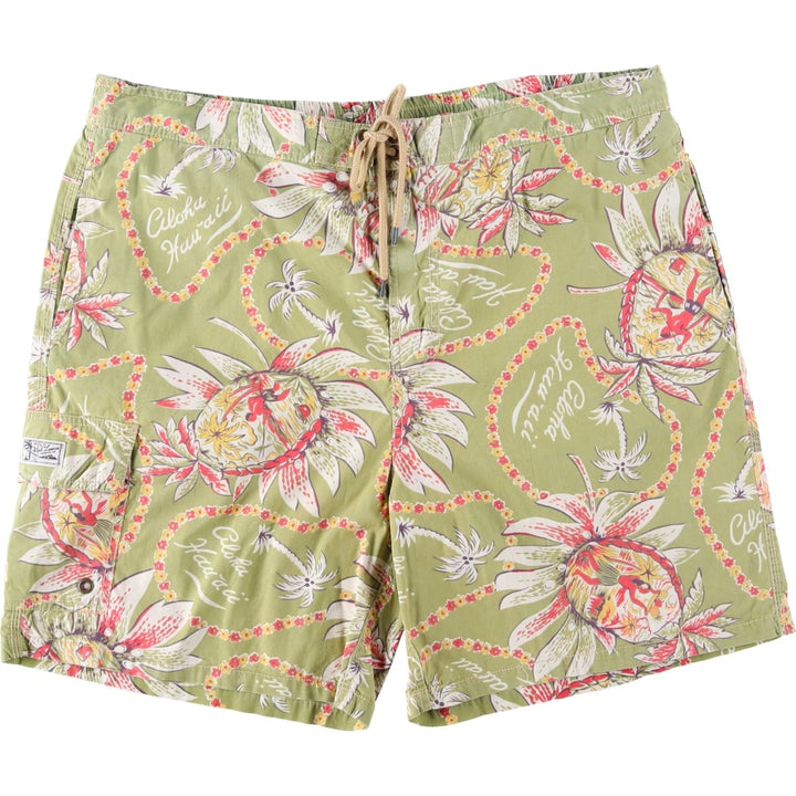 Ralph Lauren all-over floral print swim shorts, men's size XL. cotton green type yellow green Vintage Second Hand