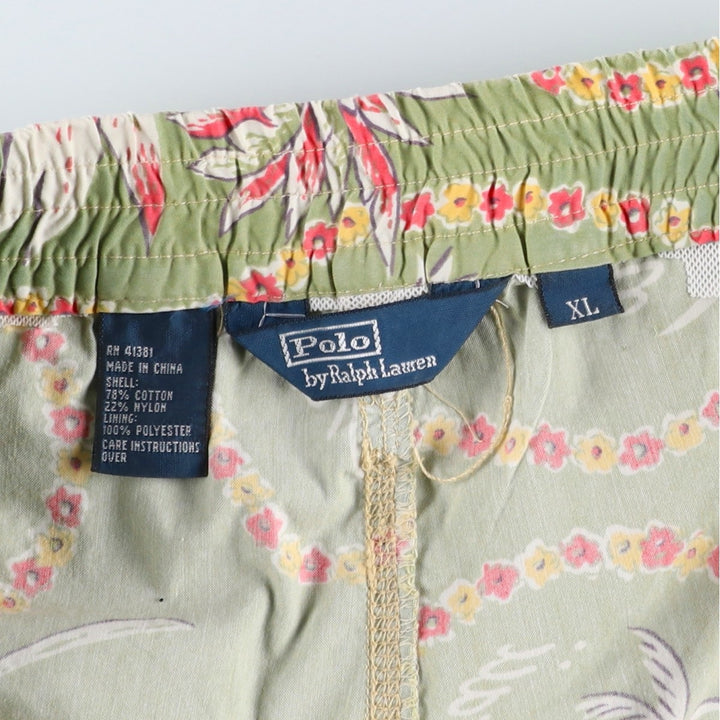 Ralph Lauren all-over floral print swim shorts, men's size XL. cotton green type yellow green Vintage Second Hand