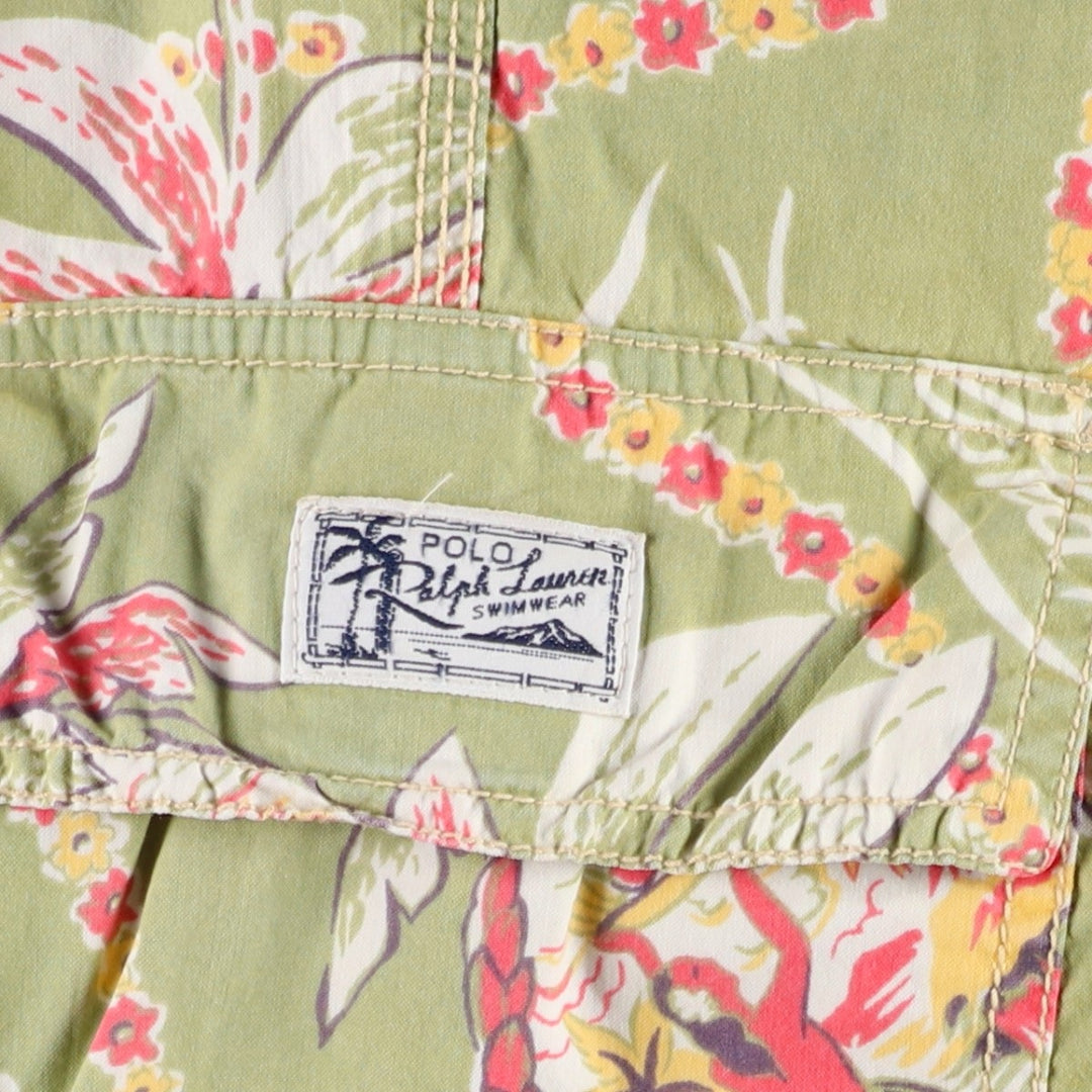 Ralph Lauren all-over floral print swim shorts, men's size XL. cotton green type yellow green Vintage Second Hand