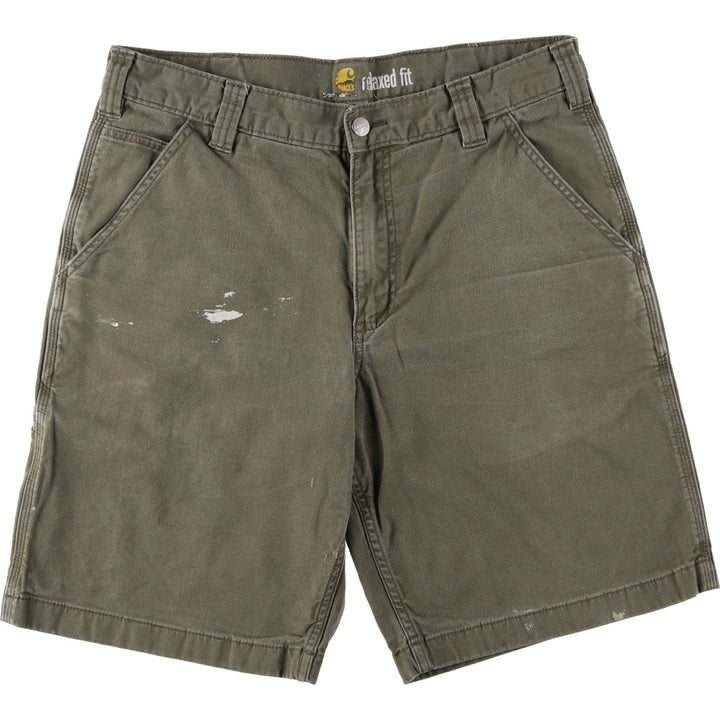 Carhartt Relaxed Fit Duck Painter Shorts, Shorts, Men's, W34 equivalent cotton Khaki type Vintage Second Hand